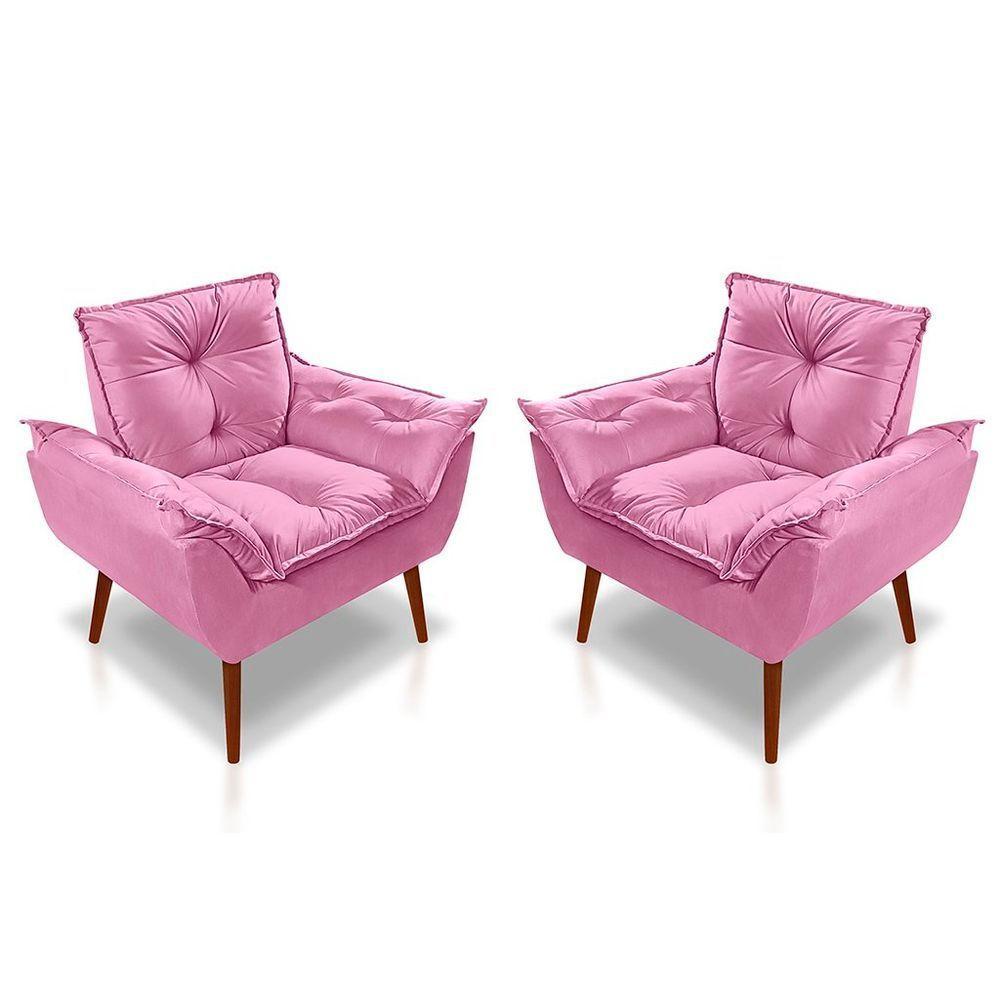 Kit C-02 Poltronas Opala + 02 Puff Opala Elegante Suede Rose - 8