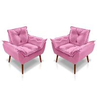 Kit C-02 Poltronas Opala + 02 Puff Opala Elegante Suede Rose - 8