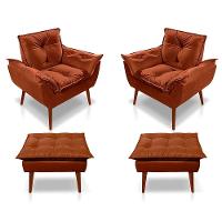 Kit C-02 Poltronas Opala + 02 Puff Opala Elegante Suede Terracota - 1