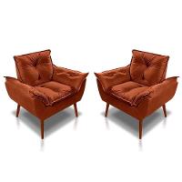 Kit C-02 Poltronas Opala + 02 Puff Opala Elegante Suede Terracota - 5