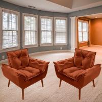 Kit C-02 Poltronas Opala + 02 Puff Opala Elegante Suede Terracota - 6