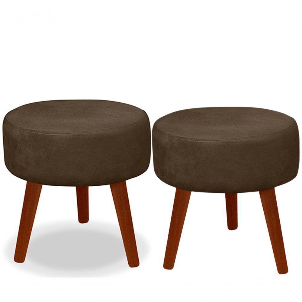 Kit C- 01 Namoradeira Opala + 02 Puffs Redondo Danny + 02 Almofadas Suede Marrom - 6