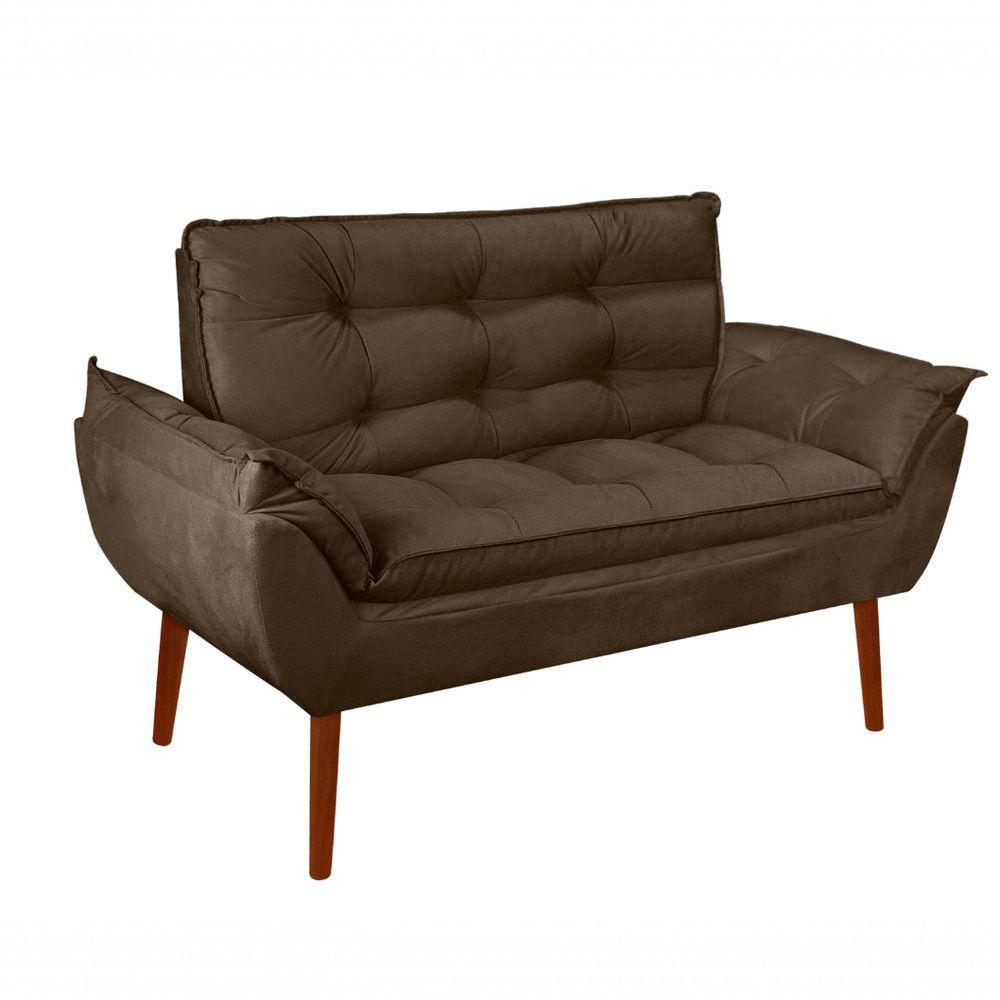 Kit C- 01 Namoradeira Opala + 02 Puffs Redondo Danny + 02 Almofadas Suede Marrom - 8