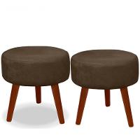 Kit C- 01 Namoradeira Opala + 02 Puffs Redondo Danny + 02 Almofadas Suede Marrom - 6