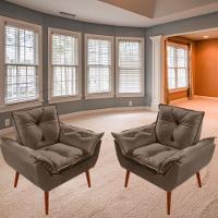 Kit C-02 Poltronas Opala + 01 Puff Redondo Danny Suede Marrom - 7