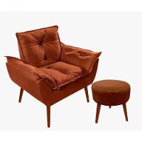 Kit C-01 Poltrona Opala + 01 Puff Redondo Danny Suede Terracota - 1