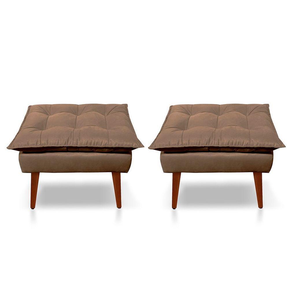 Kit C-02 Poltronas Opala + 02 Puff Opala Elegante Suede Cappuccino - 3