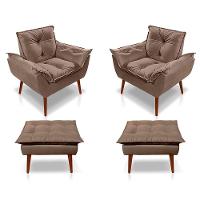Kit C-02 Poltronas Opala + 02 Puff Opala Elegante Suede Cappuccino - 1