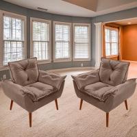 Kit C-02 Poltronas Opala + 02 Puff Opala Elegante Suede Cappuccino - 8