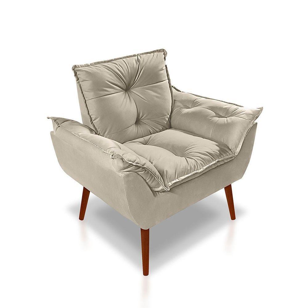 Kit C-2 Poltronas Opala + 01 Puff Opala Elegante Suede Bege - 5