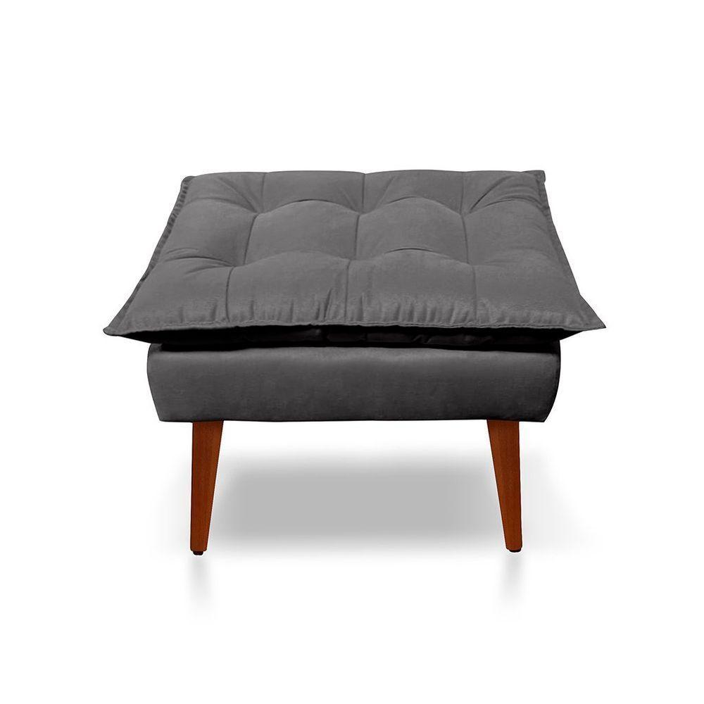 Kit C- 01 Poltrona Opala + 01 Puff Opala Elegante Suede Cinza Escuro - 5