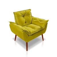 Kit C- 01 Poltrona Opala + 01 Puff Opala Elegante Suede Amarelo - 6