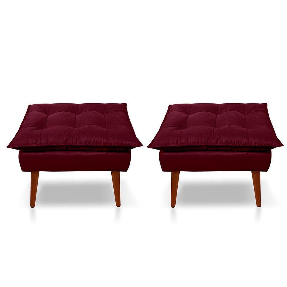 Kit C-02 Poltronas Opala + 02 Puff Opala Elegante Suede Bordo - 3