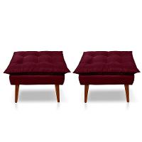 Kit C-02 Poltronas Opala + 02 Puff Opala Elegante Suede Bordo - 3