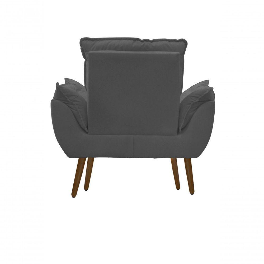 Kit C-2 Poltronas Opala + 01 Puff Opala Elegante Suede Cinza Escuro - 3
