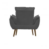 Kit C-2 Poltronas Opala + 01 Puff Opala Elegante Suede Cinza Escuro - 3