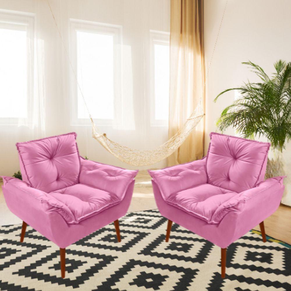 Kit C-02 Poltronas Opala + 01 Puff Redondo Danny Suede Rose - 7