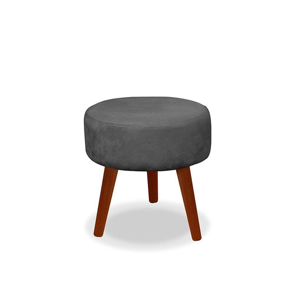 Kit C- 01 Namoradeira Opala + 02 Puffs Redondo Danny + 02 Almofadas Suede Cinza Escuro - 8