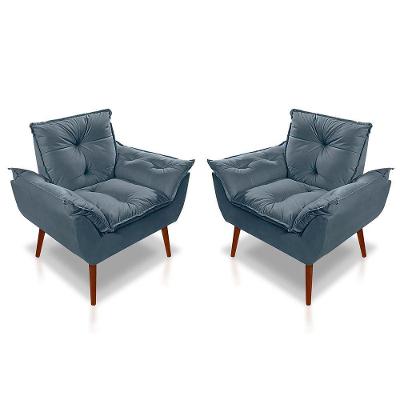 Kit 2 Poltronas Opala Luxo Suede Turquesa Sonho Das Poltronas