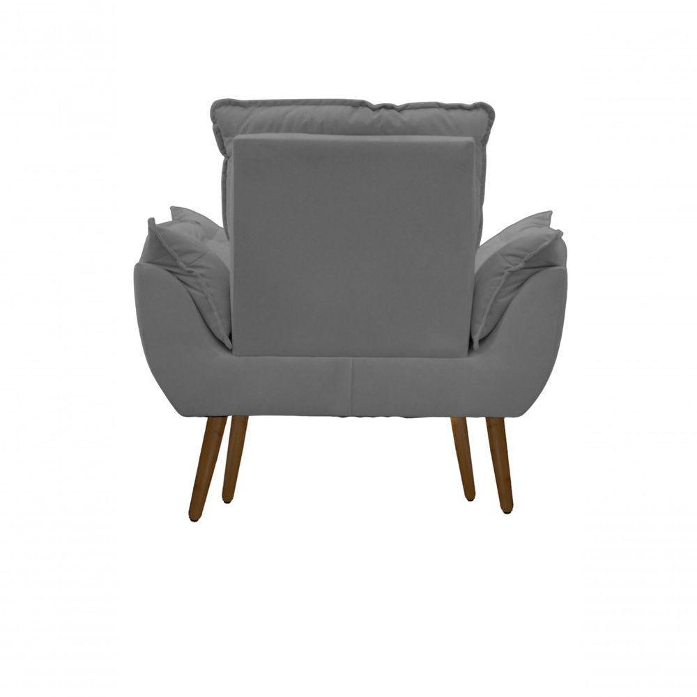 Kit C-2 Poltronas Opala + 01 Puff Opala Elegante Suede Cinza Claro - 3