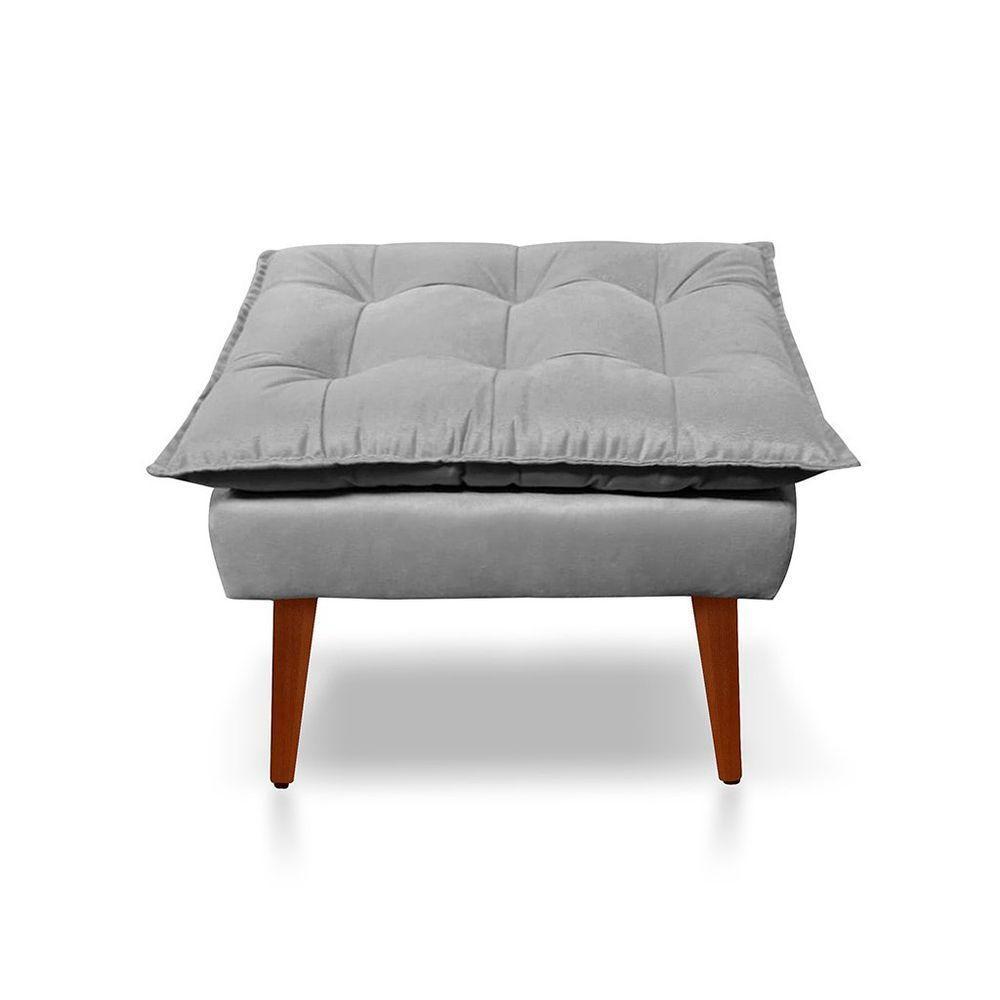 Kit C-2 Poltronas Opala + 01 Puff Opala Elegante Suede Cinza Claro - 7