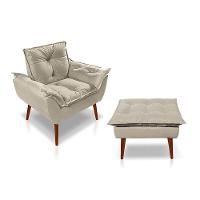 Kit C- 01 Poltrona Opala + 01 Puff Opala Elegante Suede Bege - 1