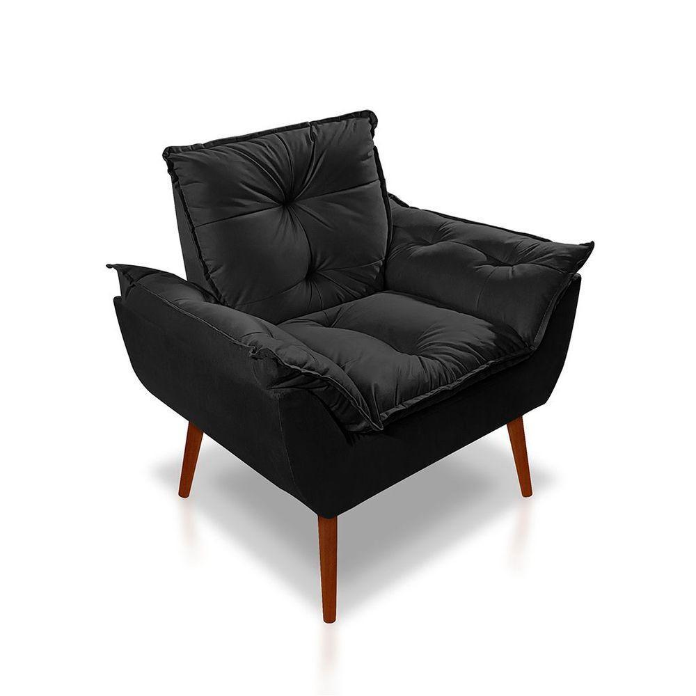 Kit C-02 Poltronas Opala + 02 Puff Opala Elegante Suede Preto - 7