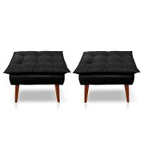 Kit C-02 Poltronas Opala + 02 Puff Opala Elegante Suede Preto - 2