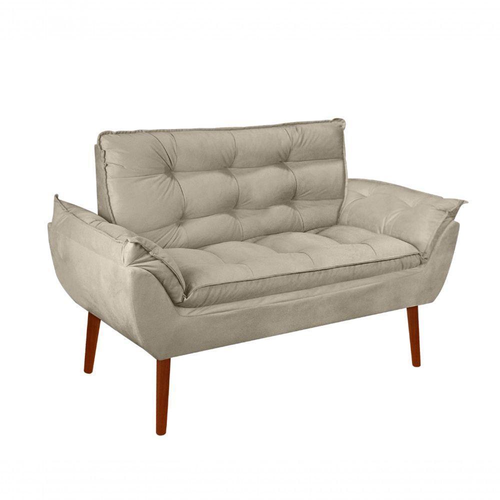 Kit C- 01 Namoradeira Opala + 02 Puffs Redondo Danny + 02 Almofadas Suede Bege - 7