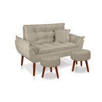 Kit C- 01 Namoradeira Opala + 02 Puffs Redondo Danny + 02 Almofadas Suede Bege - 1