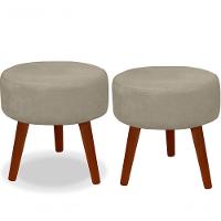 Kit C- 01 Namoradeira Opala + 02 Puffs Redondo Danny + 02 Almofadas Suede Bege - 6