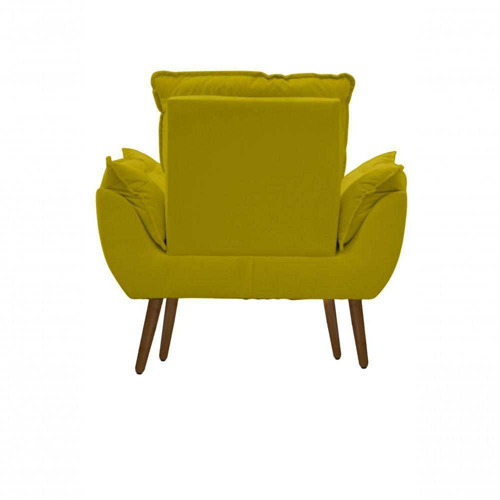 Kit C-2 Poltronas Opala + 01 Puff Opala Elegante Suede Amarelo - 3