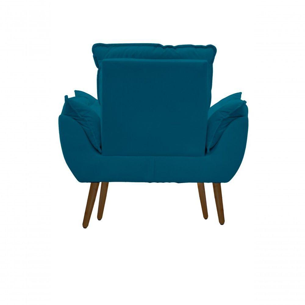 Kit C-2 Poltronas Opala + 01 Puff Opala Elegante Suede Azul Tiffany - 3