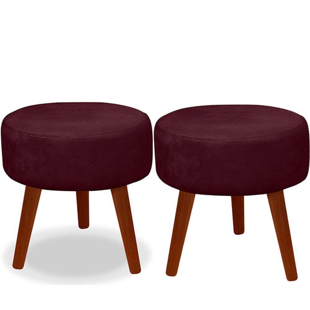 Kit C- 01 Namoradeira Opala + 02 Puffs Redondo Danny + 02 Almofadas Suede Bordô - 6