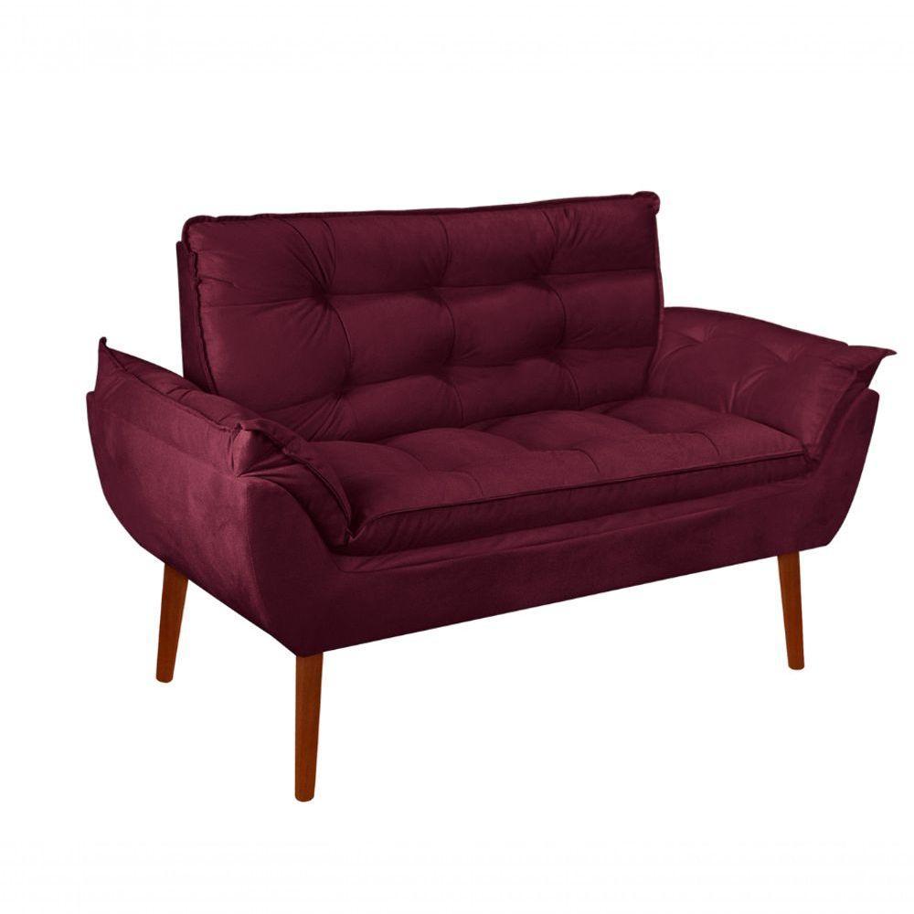 Kit C- 01 Namoradeira Opala + 02 Puffs Redondo Danny + 02 Almofadas Suede Bordô - 7