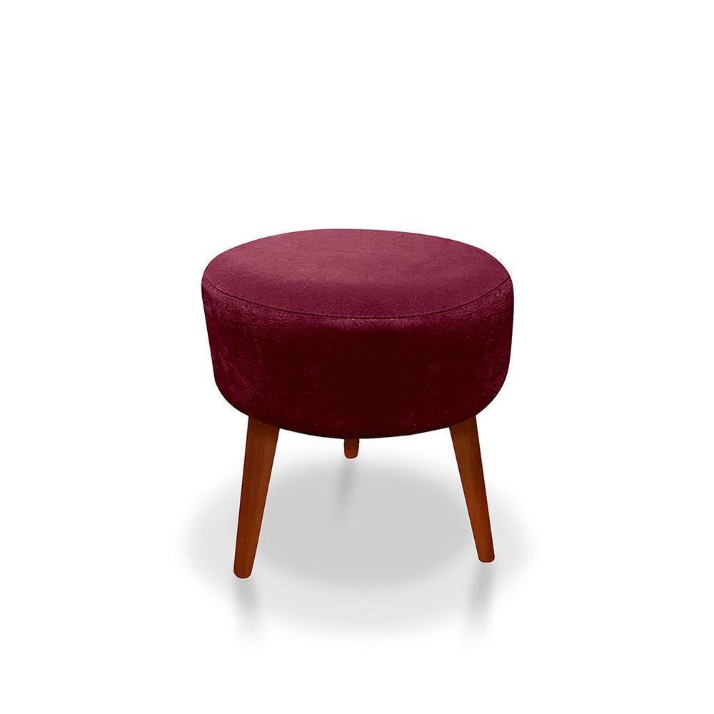 Kit C- 01 Namoradeira Opala + 02 Puffs Redondo Danny + 02 Almofadas Suede Bordô - 8