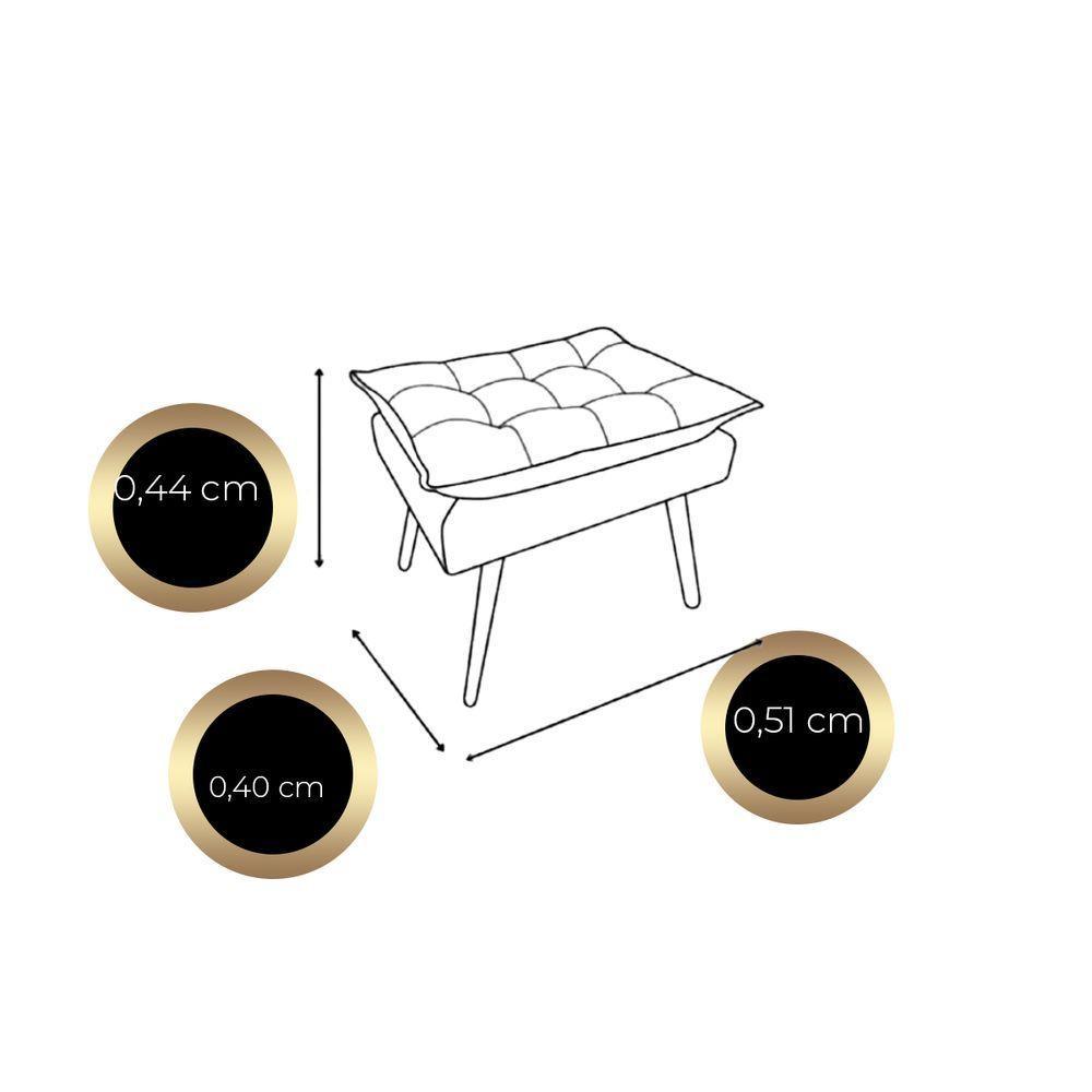 Kit C- 01 Poltrona Opala + 01 Puff Opala Elegante Suede Cinza Claro - 2