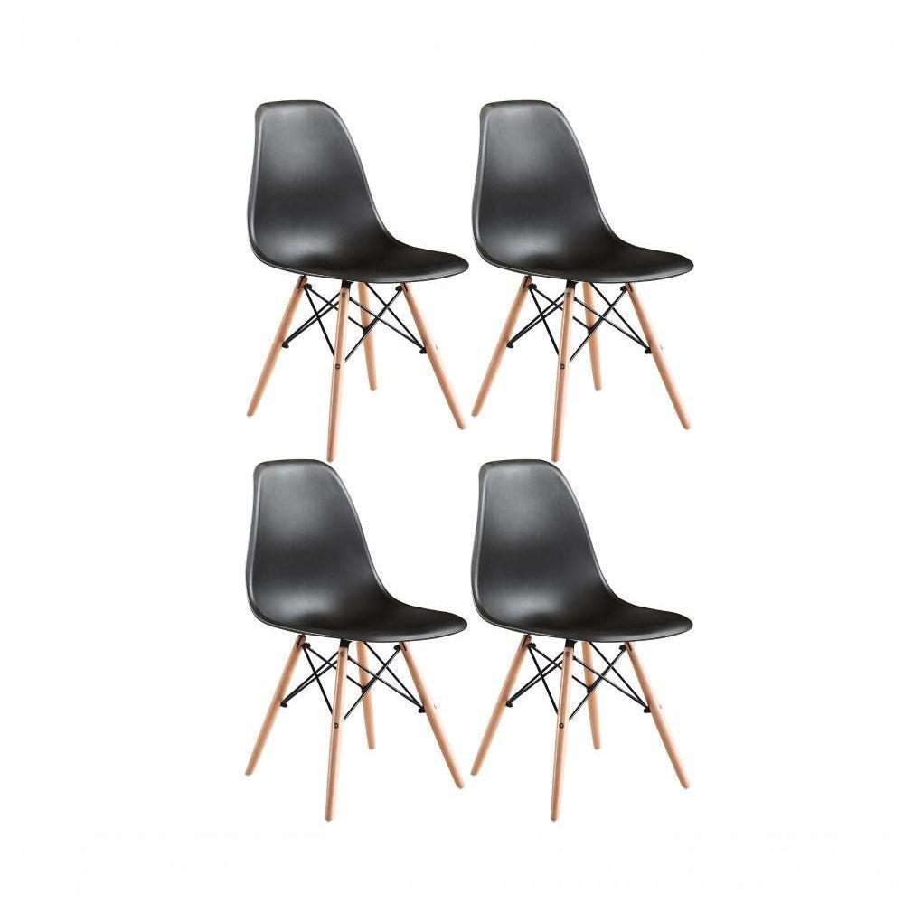 Kit 04 Cadeiras Eames Charles Eiffel - Black Black - 1