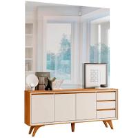 Buffet Vertex 3 Portas Pés Madeira Maciça Mavaular Naturalle - Off White - 3