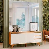 Buffet Vertex 3 Portas Pés Madeira Maciça Mavaular Naturalle - Off White