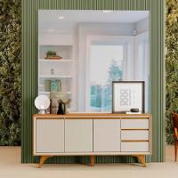 Buffet Vertex 3 Portas Pés Madeira Maciça Mavaular Naturalle - Off White - 5