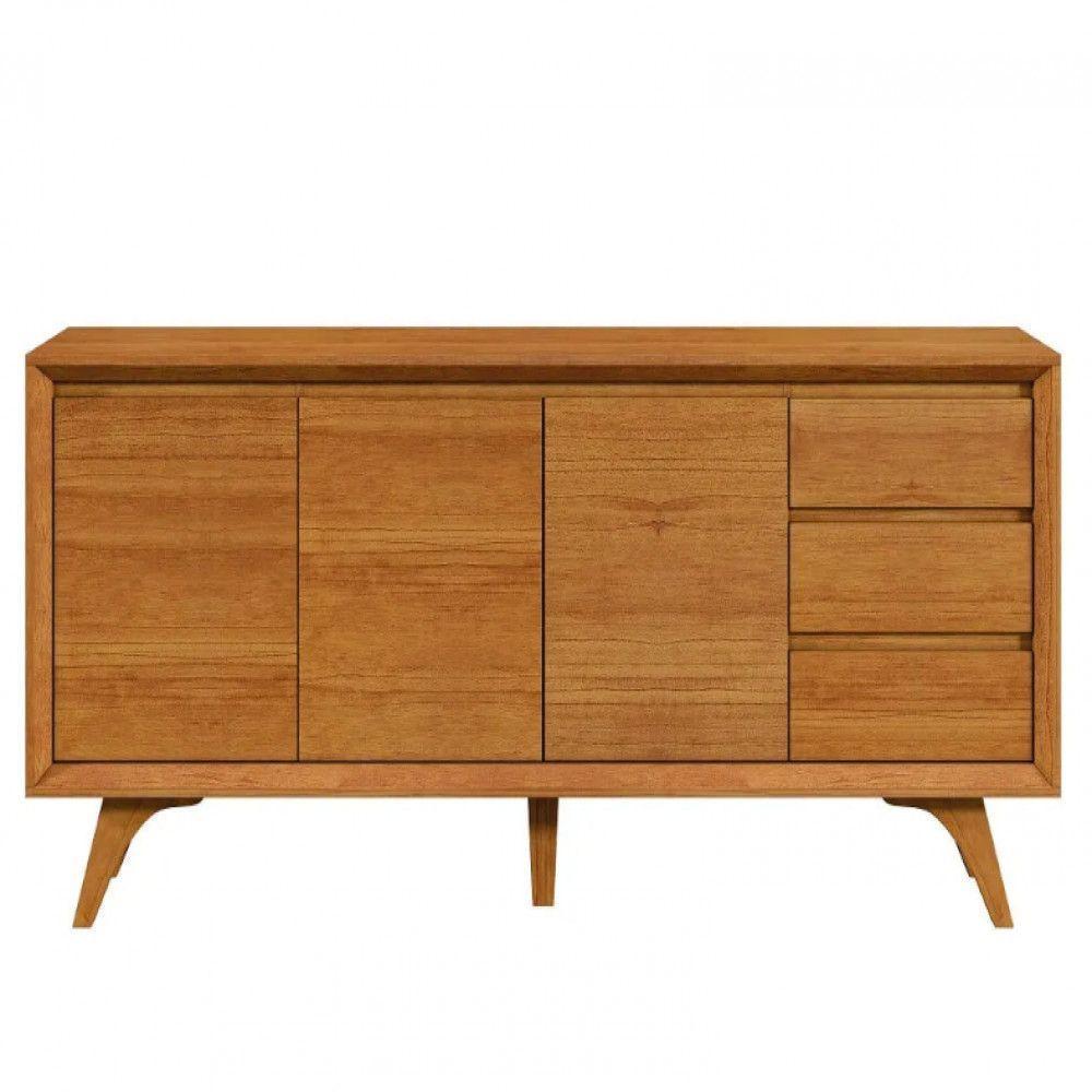 Buffet Vertex 3 Portas Pés Madeira Maciça Mavaular Naturalle - 1