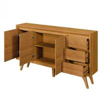 Buffet Vertex 3 Portas Pés Madeira Maciça Mavaular Naturalle - 2