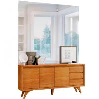 Buffet Vertex 3 Portas Pés Madeira Maciça Mavaular Naturalle - 6