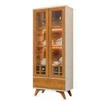 Cristaleira Adega Vitrum 2 Portas De Vidro Com Led Mavaular Naturalle - Off White - 1