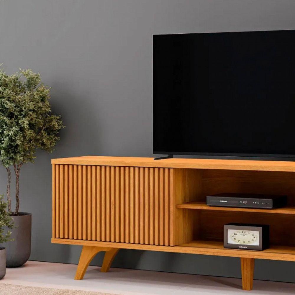 Rack Para Tv 70 Ripado 2 Portas De Correr Siena Mavaular Naturalle - 4