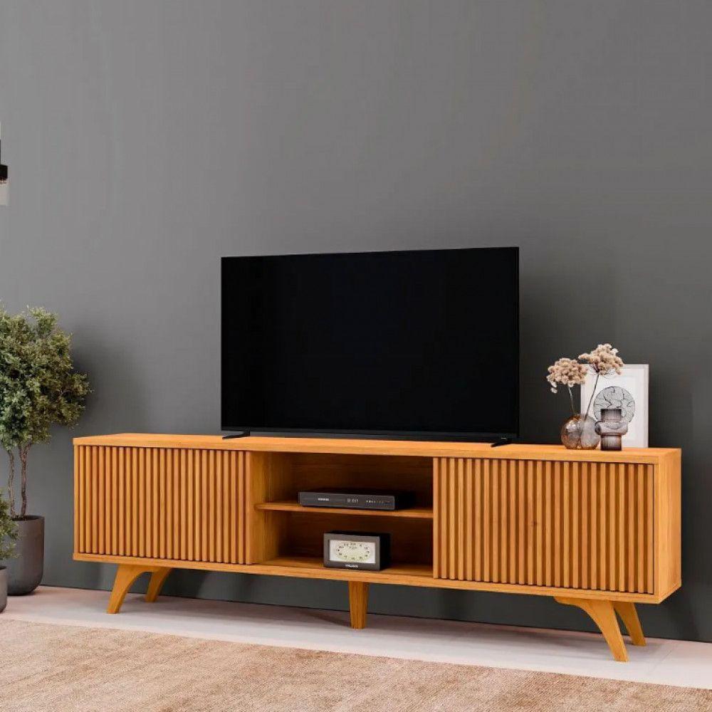 Rack Para Tv 70 Ripado 2 Portas De Correr Siena Mavaular Naturalle - 6