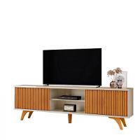 Rack Para Tv 75 Ripado 2 Portas Valencia Com Pés Madeira Off White - Naturalle - 1