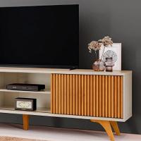 Rack Para Tv 75 Ripado 2 Portas Valencia Com Pés Madeira Off White - Naturalle - 2