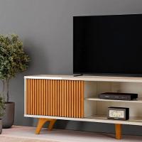 Rack Para Tv 75 Ripado 2 Portas Valencia Com Pés Madeira Off White - Naturalle - 3